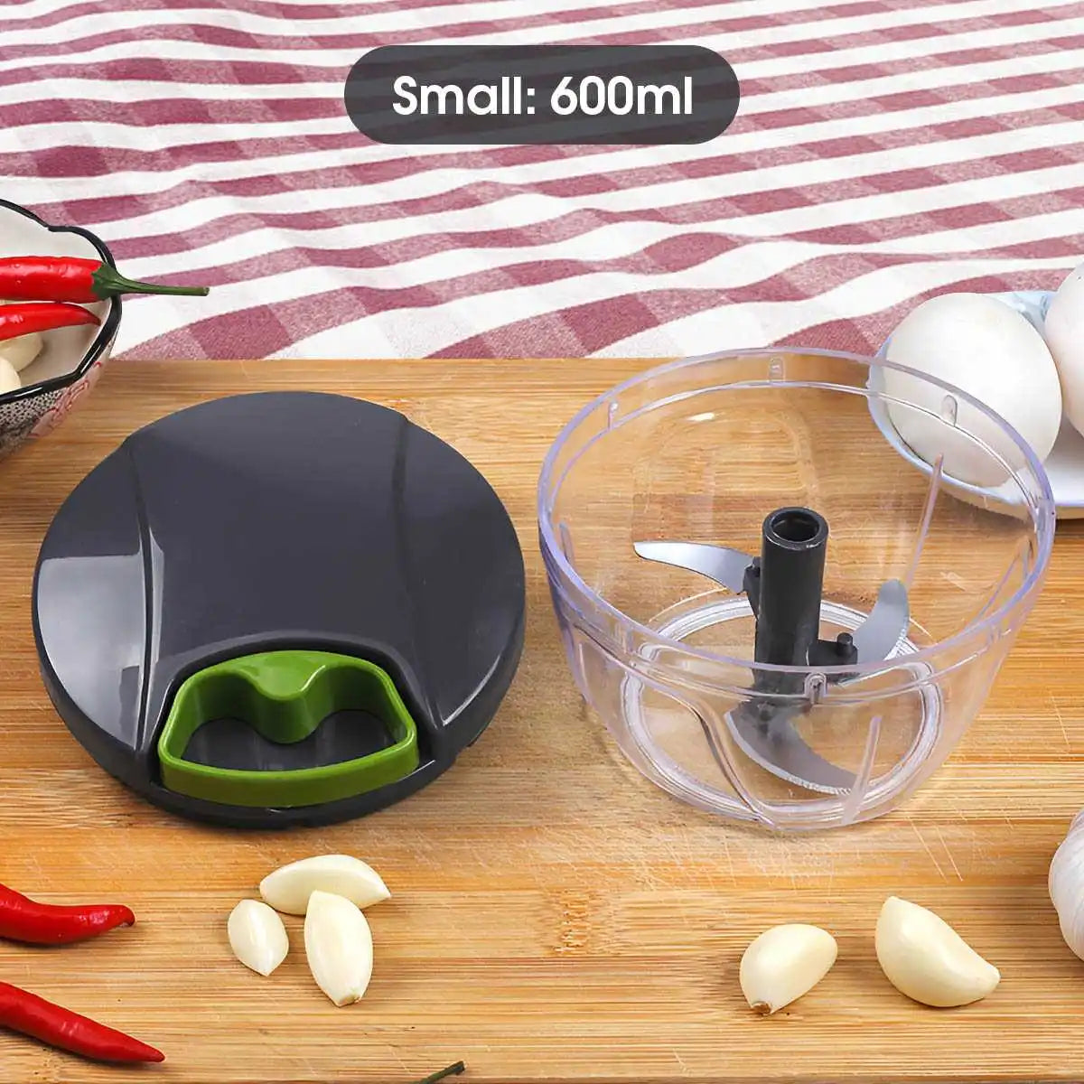 Manual Food Chopper – Pull String Vegetable & Herb Cutter | 600ml & 1000ml