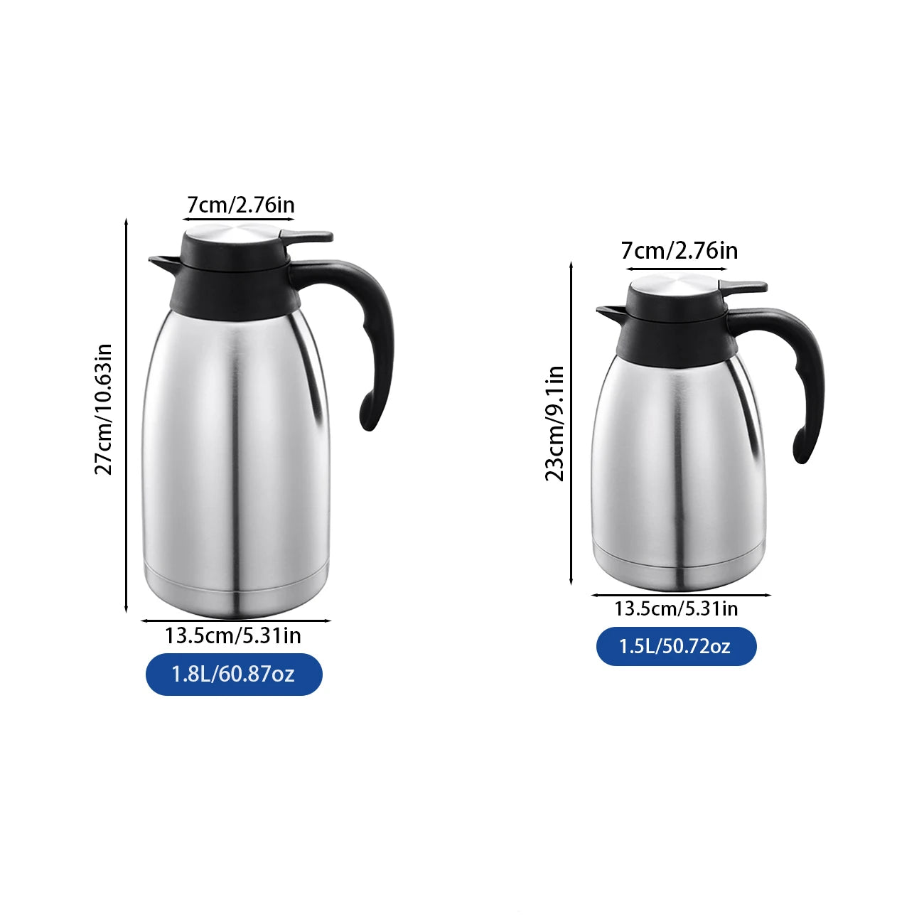 Stainless Steel Vacuum Flask – 1.5L & 1.8L | Double Wall Insulated