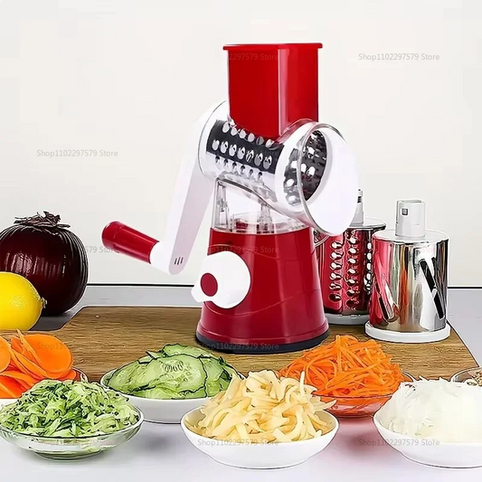 Vegetable Cutter & Slicer Manual Kitchen Cheese Chopper Machine with 3 Sharp Drums Multifunctional Garlic Potato Shredder 2025