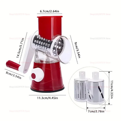 Vegetable Cutter & Slicer Manual Kitchen Cheese Chopper Machine with 3 Sharp Drums Multifunctional Garlic Potato Shredder 2025