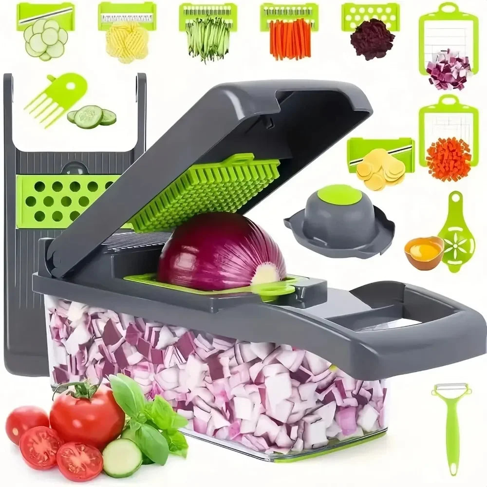 Multifunctional Vegetable Chopper – 14-in-1 Slicer, Dicer & Grater Set