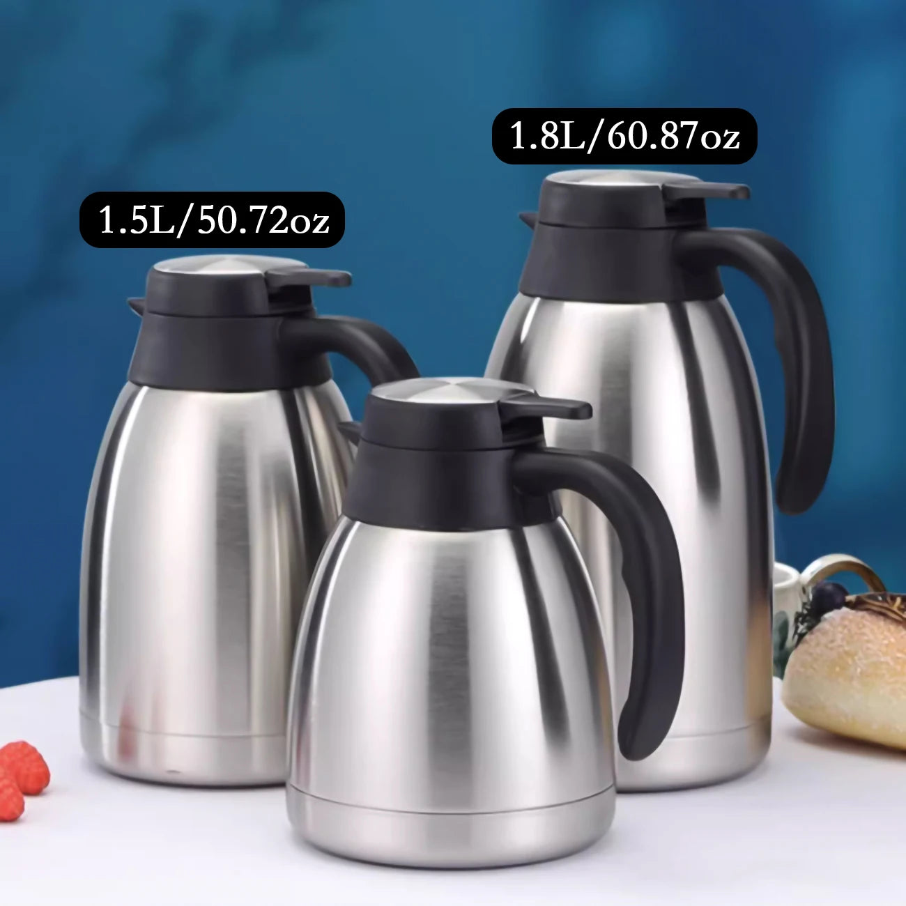 Stainless Steel Vacuum Flask – 1.5L & 1.8L | Double Wall Insulated