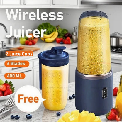 Portable Juicer Cup Smoothie Blender 6 Blade Blender Bottle Household Fruit Juicer Cup USB Rechargeable Juicer Kitchen Tool