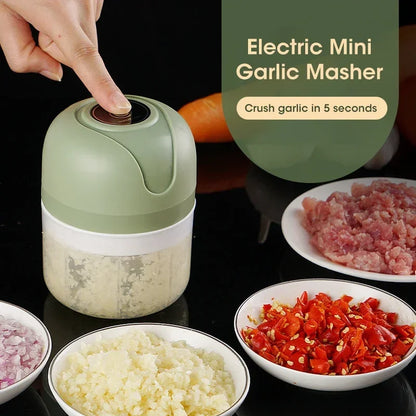 Electric Garlic Purer 250ML Mini Electric Garlic Chopper USB Charging Ginger Vegetable Cutter Food Chopper Kitchen Tools