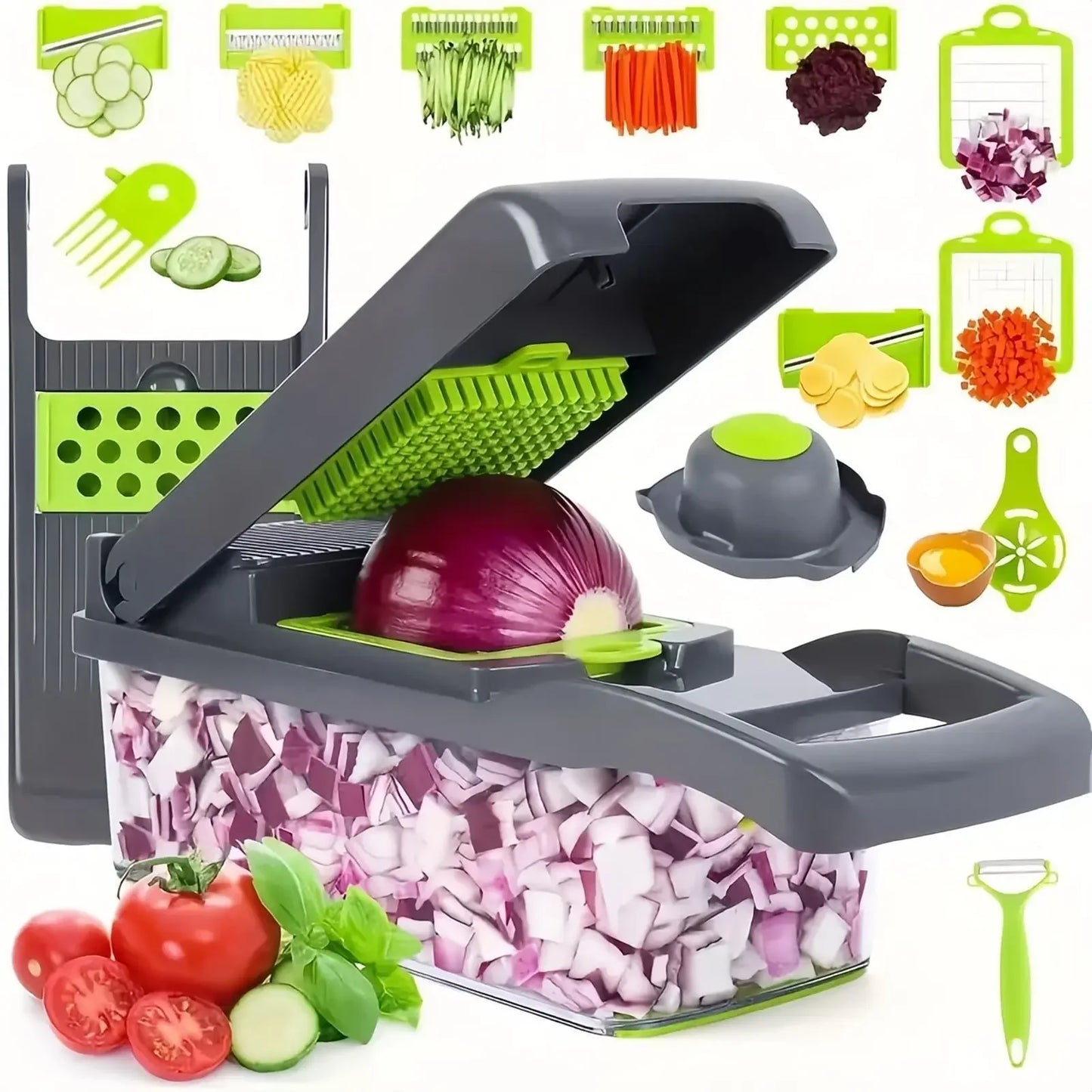 Multifunctional Vegetable Chopper – 14-in-1 Slicer, Dicer & Grater Set