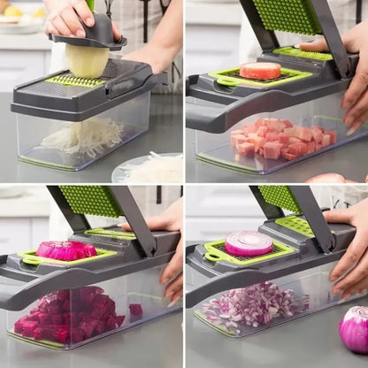 Multifunctional Vegetable Chopper – 14-in-1 Slicer, Dicer & Grater Set