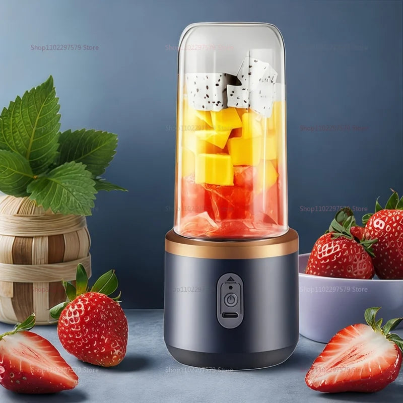 Portable Juicer Cup Smoothie Blender 6 Blade Blender Bottle Household Fruit Juicer Cup USB Rechargeable Juicer Kitchen Tool