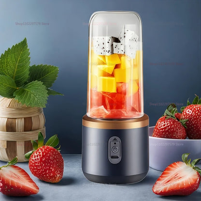 Portable Juicer Cup Smoothie Blender 6 Blade Blender Bottle Household Fruit Juicer Cup USB Rechargeable Juicer Kitchen Tool
