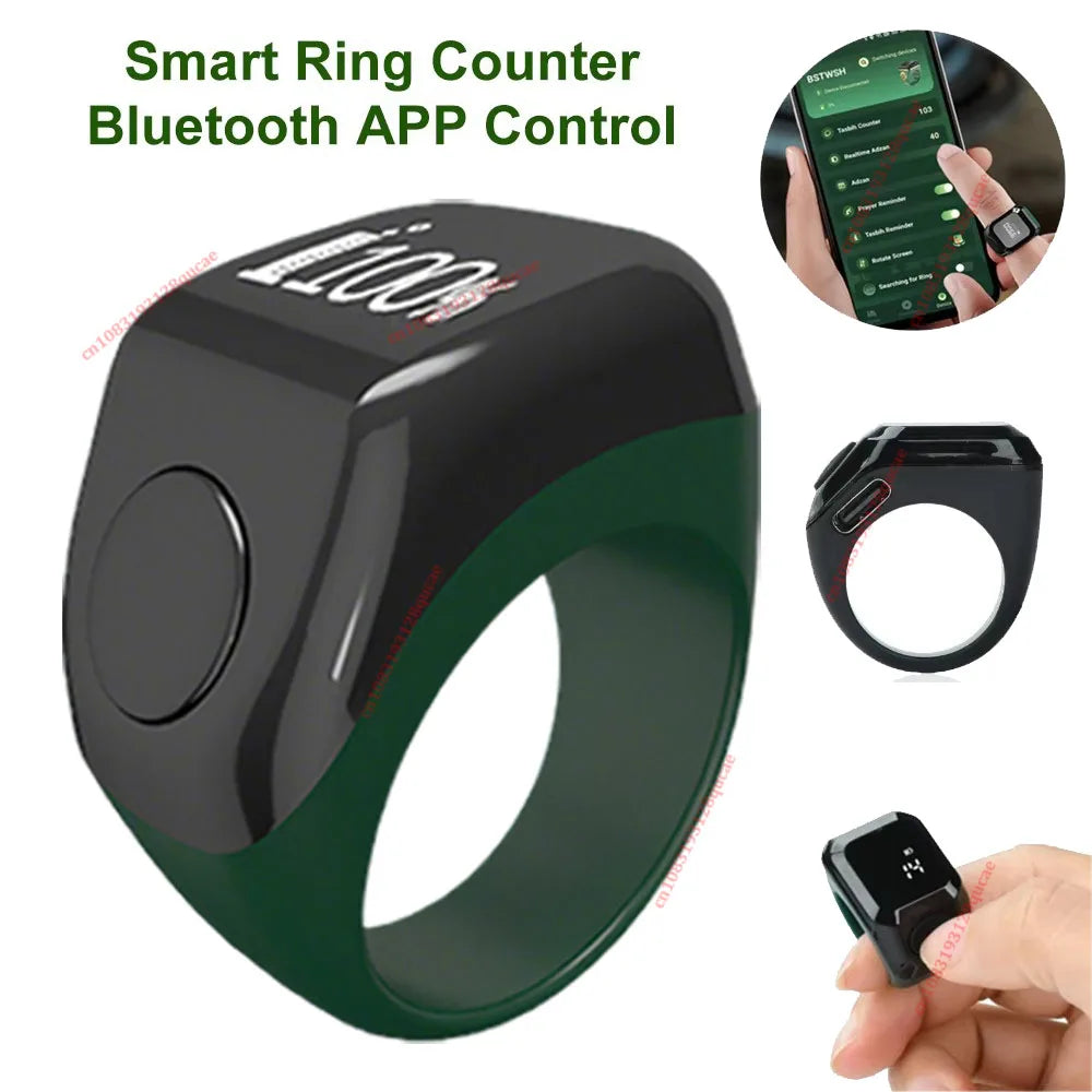 Smart Tasbih Digital Counter Ring – Qibla & Prayer Time Reminder