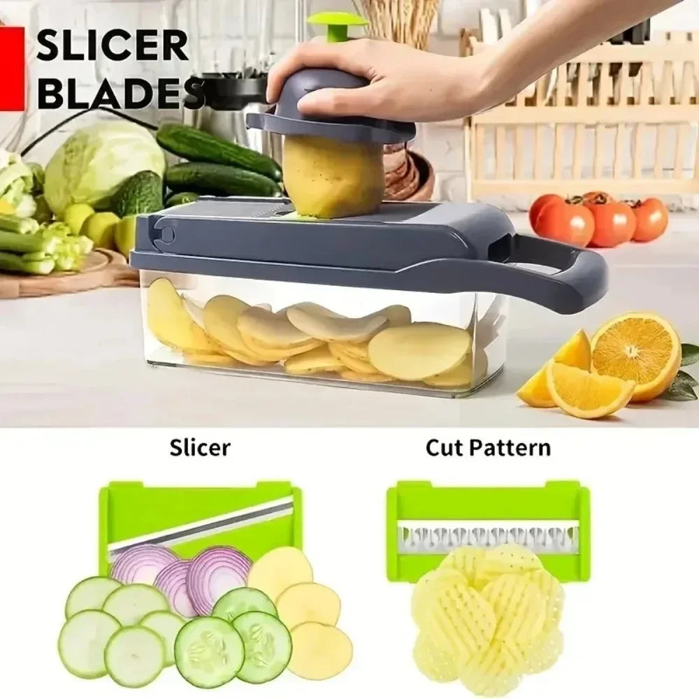Multifunctional Vegetable Chopper – 14-in-1 Slicer, Dicer & Grater Set