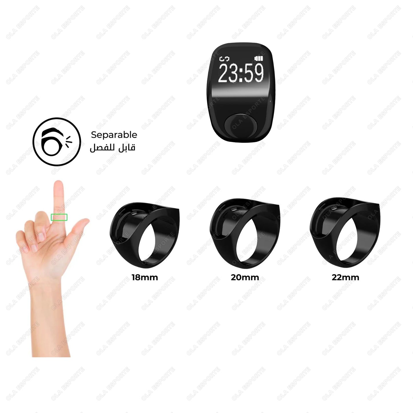 Smart Tasbih Digital Counter Ring – Qibla & Prayer Time Reminder