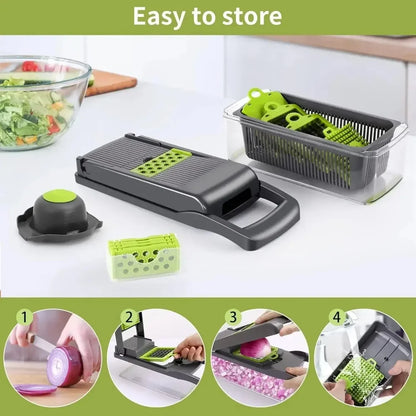 Multifunctional Vegetable Chopper – 14-in-1 Slicer, Dicer & Grater Set