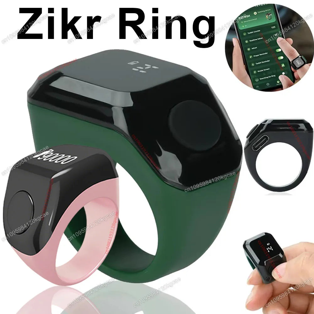 Smart Tasbih Digital Counter Ring – Qibla & Prayer Time Reminder