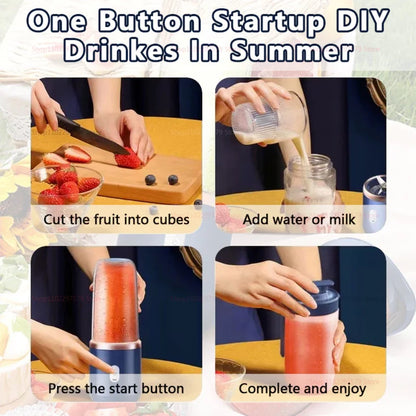 Portable Juicer Cup Smoothie Blender 6 Blade Blender Bottle Household Fruit Juicer Cup USB Rechargeable Juicer Kitchen Tool