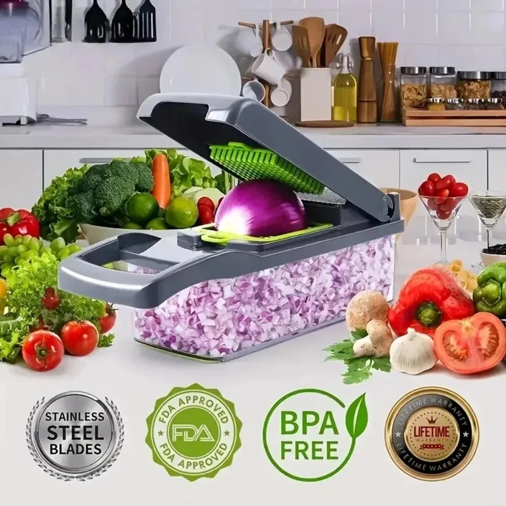 Multifunctional Vegetable Chopper – 14-in-1 Slicer, Dicer & Grater Set