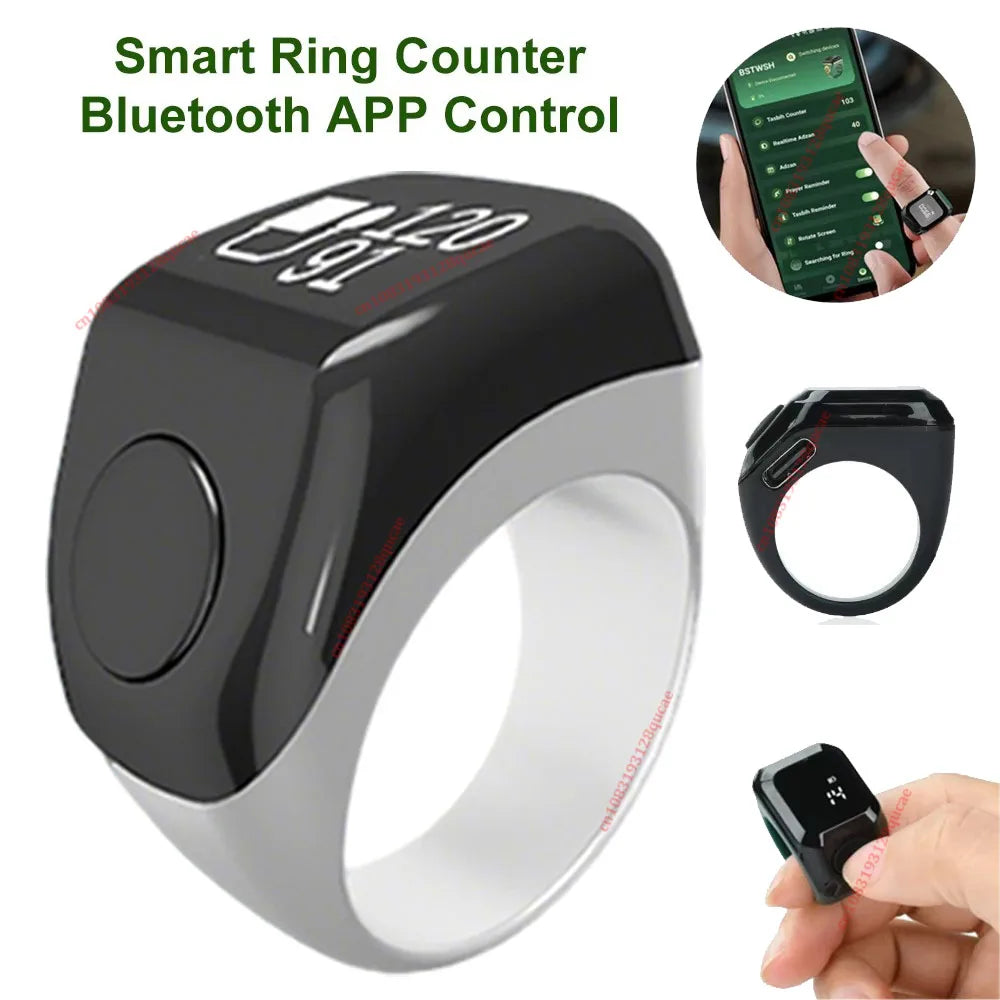 Smart Tasbih Digital Counter Ring – Qibla & Prayer Time Reminder