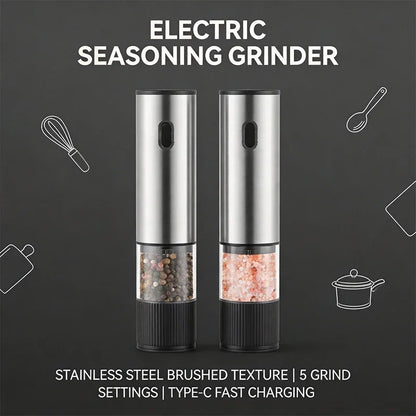 Electric Salt & Pepper Grinder Set – Rechargeable, Adjustable Coarseness