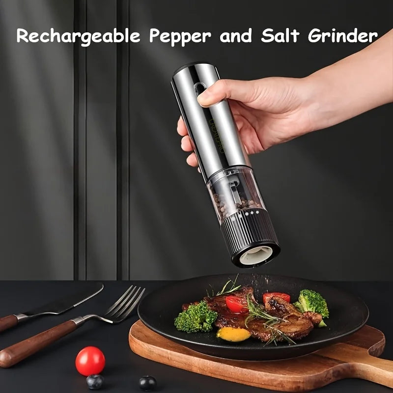Electric Salt & Pepper Grinder – Adjustable Coarseness, One-Hand Operation