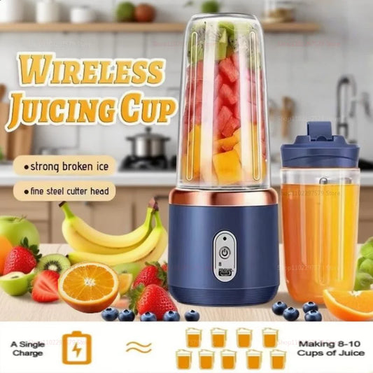 Portable Juicer Cup Smoothie Blender 6 Blade Blender Bottle Household Fruit Juicer Cup USB Rechargeable Juicer Kitchen Tool