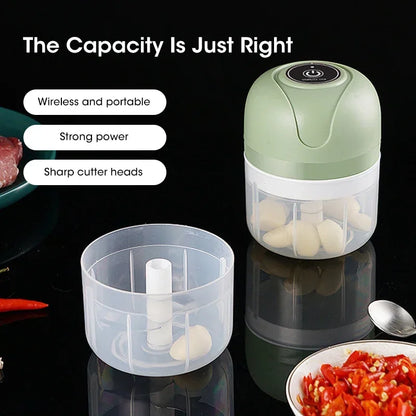 Electric Garlic Purer 250ML Mini Electric Garlic Chopper USB Charging Ginger Vegetable Cutter Food Chopper Kitchen Tools
