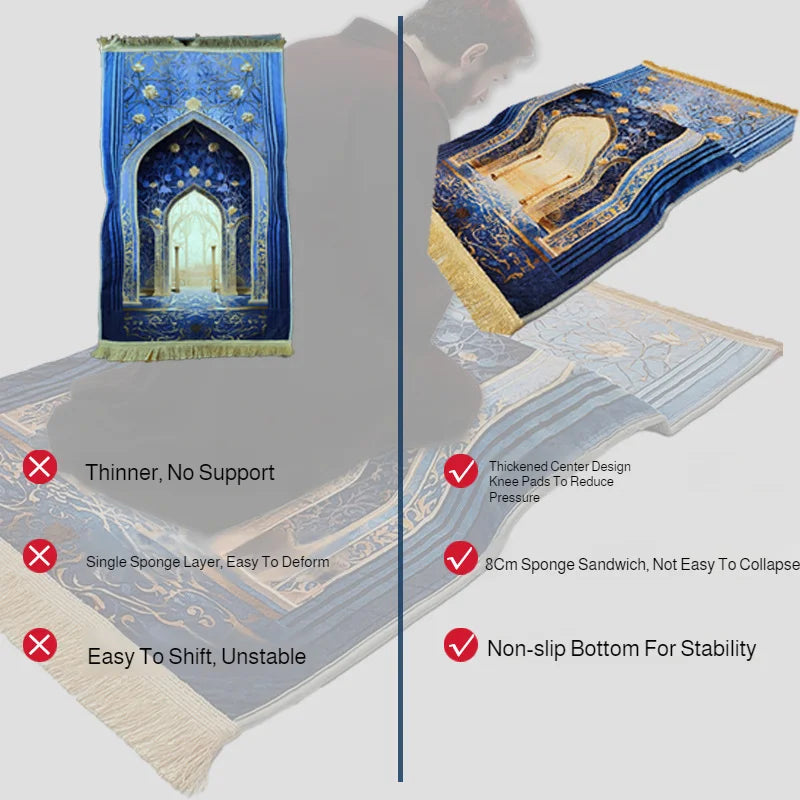 Premium Islamic Prayer Rug – Vintage Pattern & Tassel | 70x110cm | 6 Colors