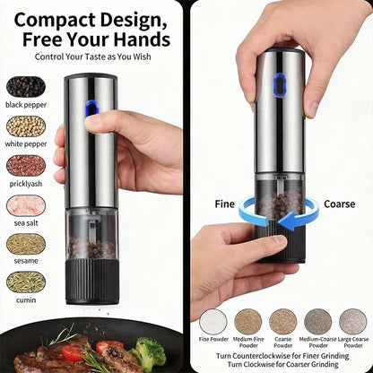 Electric Salt & Pepper Grinder Set – Rechargeable, Adjustable Coarseness