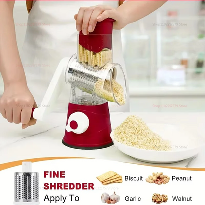 Vegetable Cutter & Slicer Manual Kitchen Cheese Chopper Machine with 3 Sharp Drums Multifunctional Garlic Potato Shredder 2025
