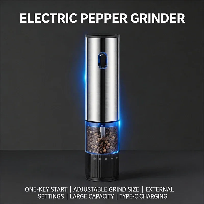 Electric Salt & Pepper Grinder Set – Rechargeable, Adjustable Coarseness
