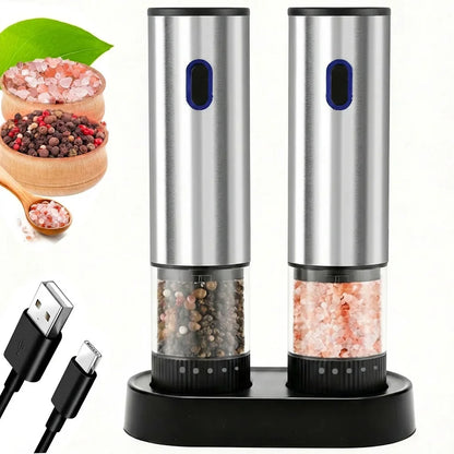 Electric Salt & Pepper Grinder Set – Rechargeable, Adjustable Coarseness