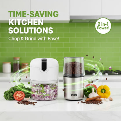 Premium 2 in 1 Grinder & Chopper - Stainless Steel Kitchen Tool