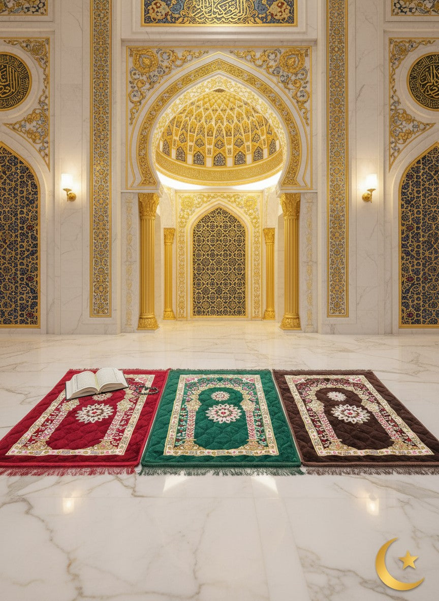Premium Muslim Prayer Rug - 80x120cm Cotton Prayer Mat